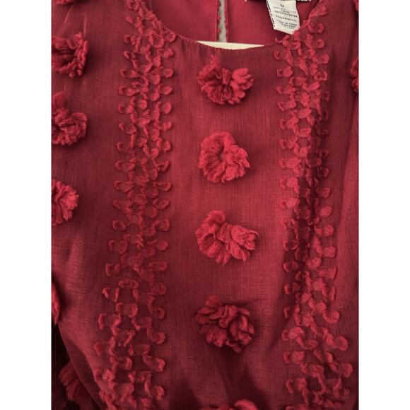 A. CALIN by Flying Tomato Dress Sz M Red Rosette Whimsical Balloon Sleeves Boho - Picture 4 of 14
